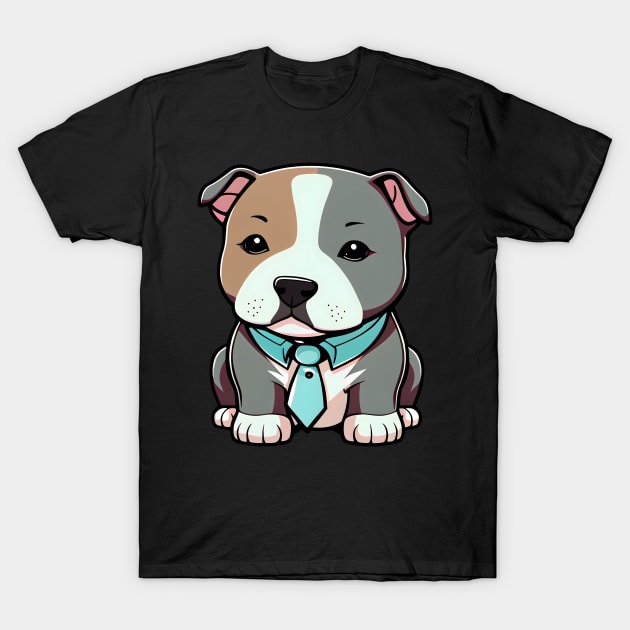 An adorable pit bull puppy wearing a tie T-Shirt by designs4days